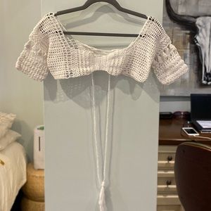 White crochet bralette w/ cross cross back